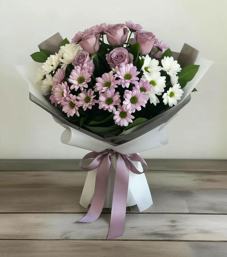 Букет цветов из: Хризантемы и Розы в Кайеркане