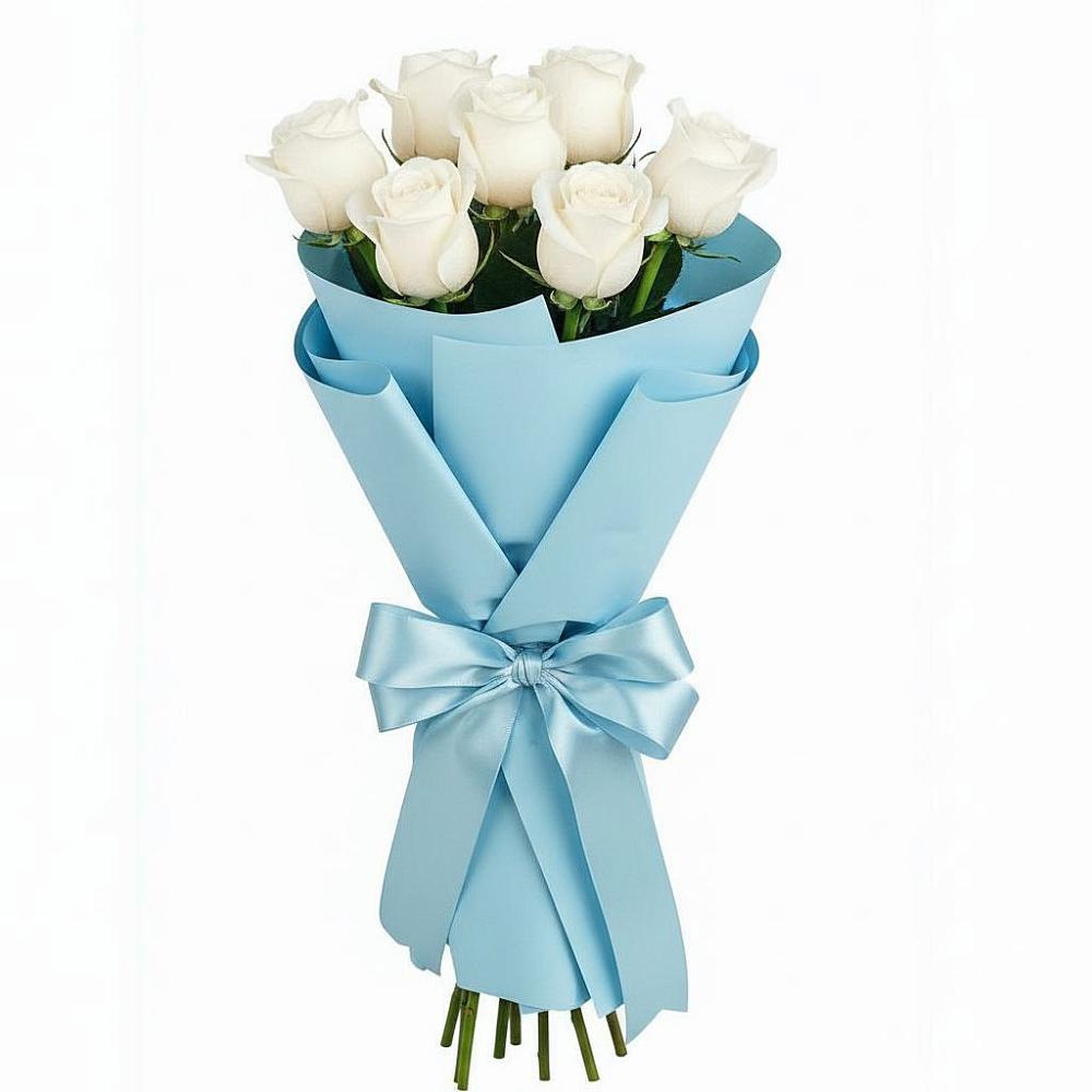 Букет 7 белых роз Проуд в Кайеркане