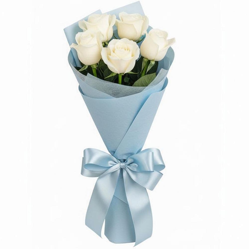 Букет 5 Белых роз Проуд в Кайеркане