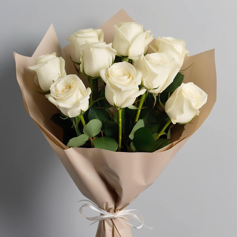 Букет 9 Белых роз Эдлесс Лав в Кайеркане