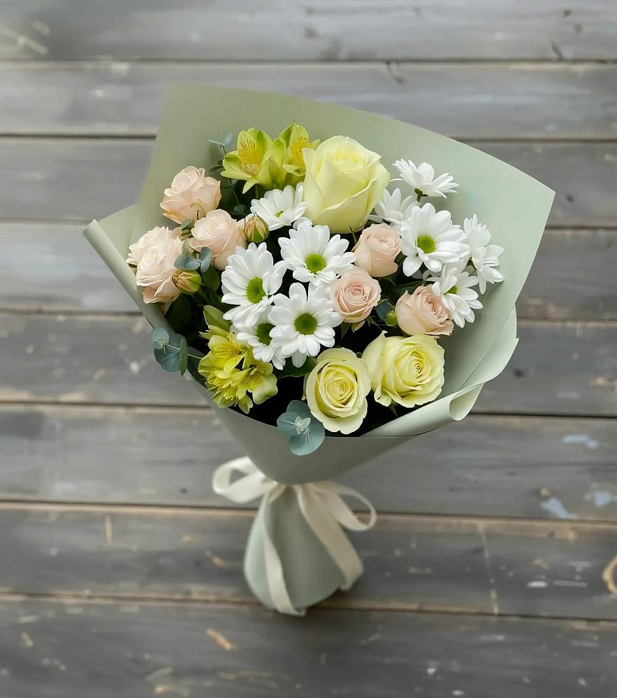 Букет цветов из: Альстромерии, Розы и Хризантемы в Кайеркане