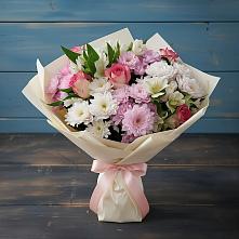 Букет цветов из:  Хризантемы, Альстромерии и Розы в Кайеркане