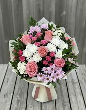 Букет цветов из:  Альстромерии, Гвоздики, Розы и Хризантемы #REPLACE_PRED# Кайеркане