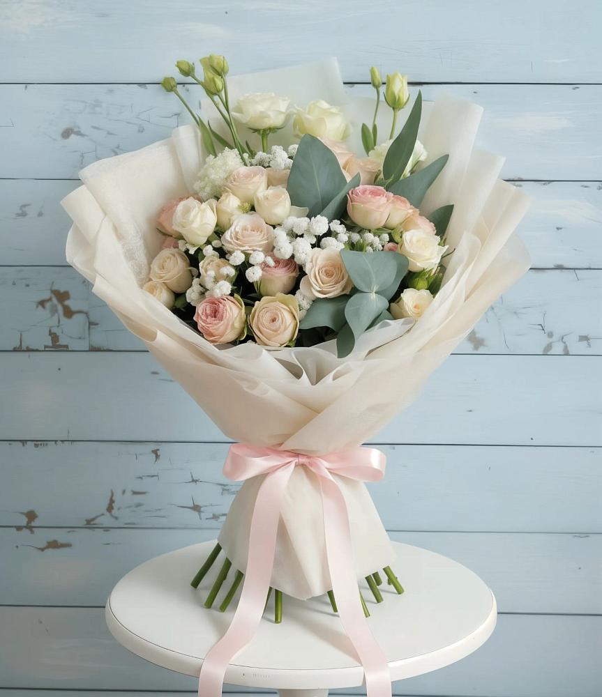 Букет цветов из: Розы и Лизиантусы в Кайеркане